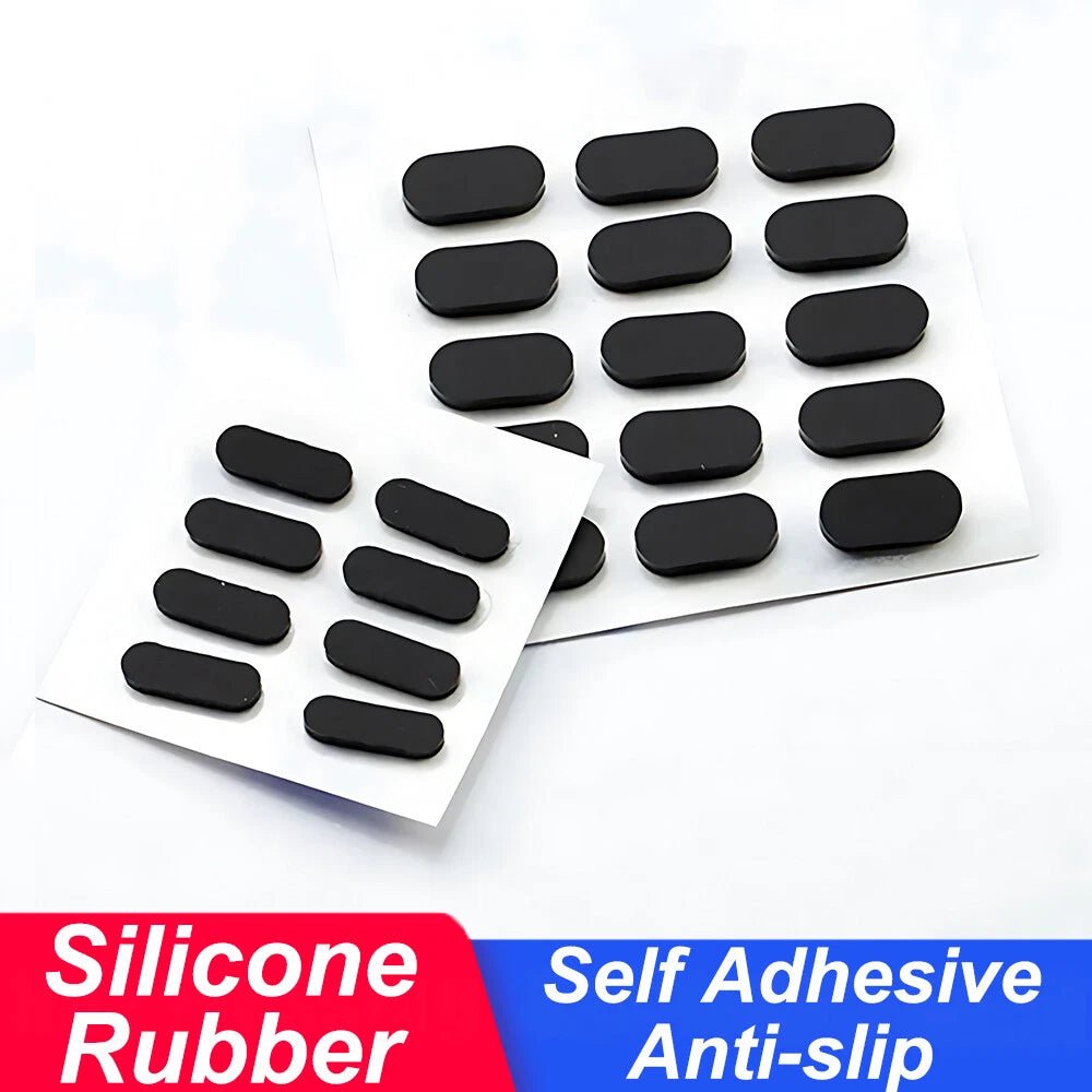 10Pcs Anti - slip Black Rubber Feet Oval Silicone Self Adhesive Stick On Pads - HomeDIYer
