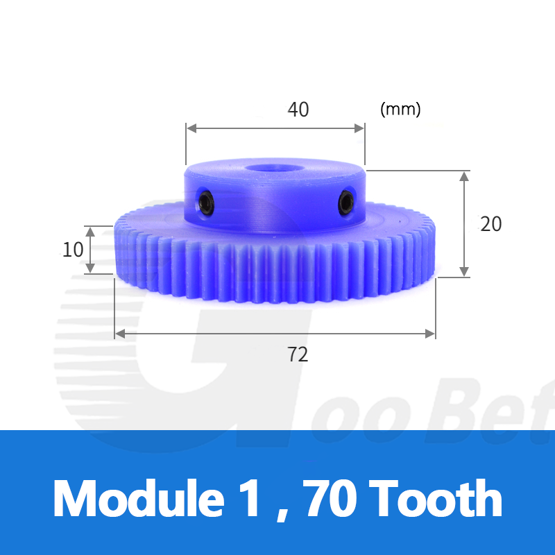 Nylon Mod 1 Spur Gear 15-150 Tooth with Step Pinion Motor Gears Bore 4-16mm Blue