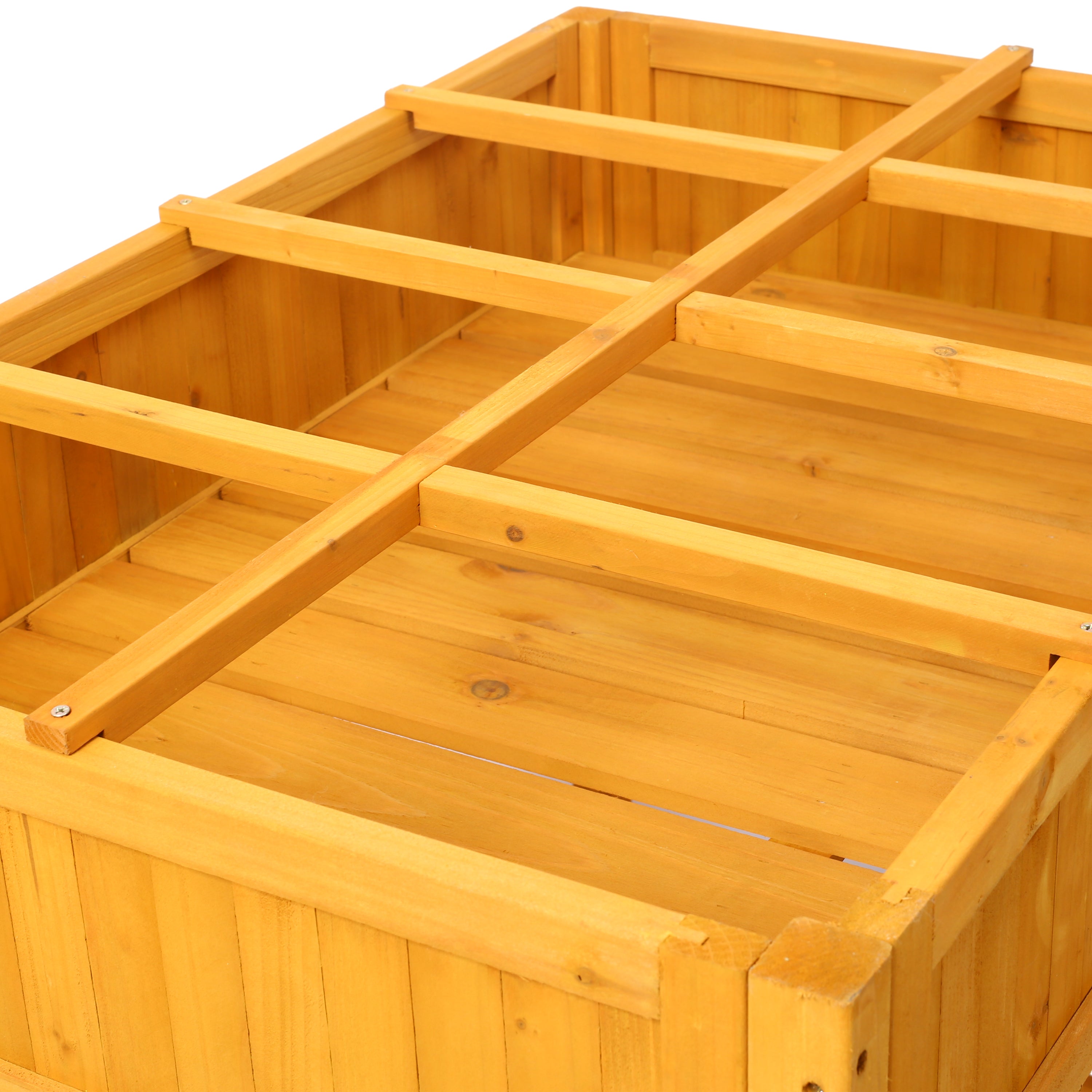 Elevated 8 Pocket Herb Garden Bed – Mobile Wood Planter with Lockable Wheels & Storage Shelf
