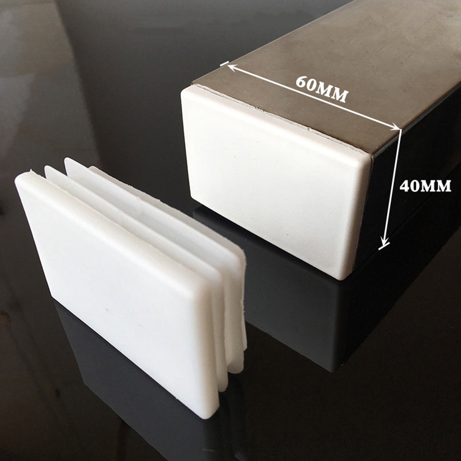 Assorted white square/rectangle plastic end caps, pipe plug bungs for home/DIY projects