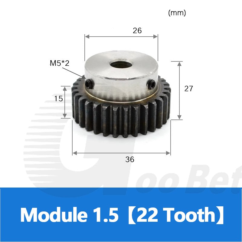 Spur Gear C45 Steel Mod 1.5 with Hub 12-60 Tooth Motor Pinion Hardened Precision