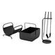 Modern 3-Piece Fireplace Accessory Set with Log Rack, Firewood Storage Bucket & Complete Fireplace Tools, Black