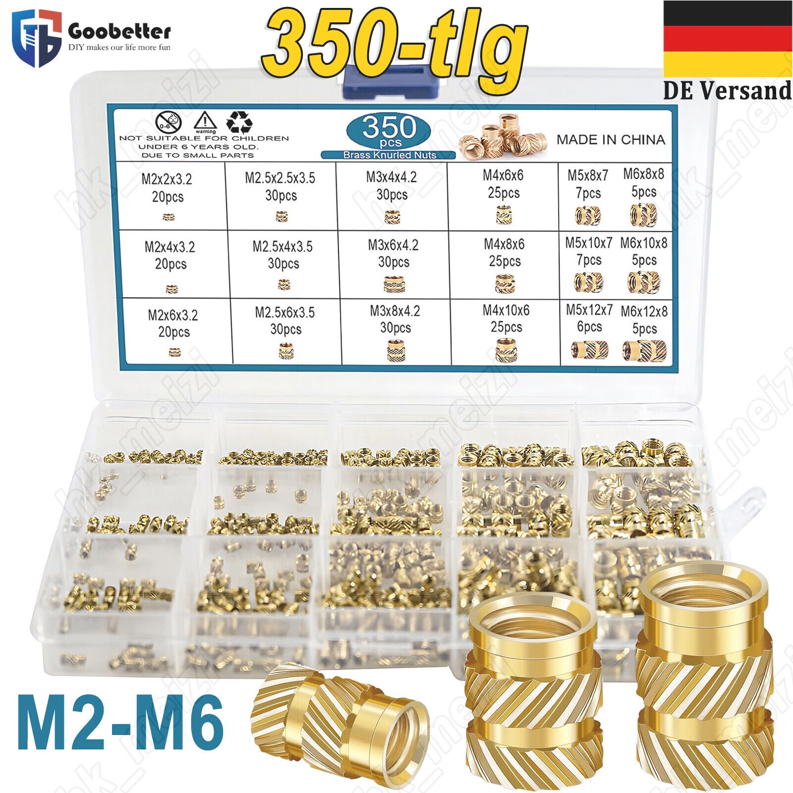 Thread insert Press-in nut Fusion nut M2 M2.5 M3 M4 M5 M6 Set 3D printing
