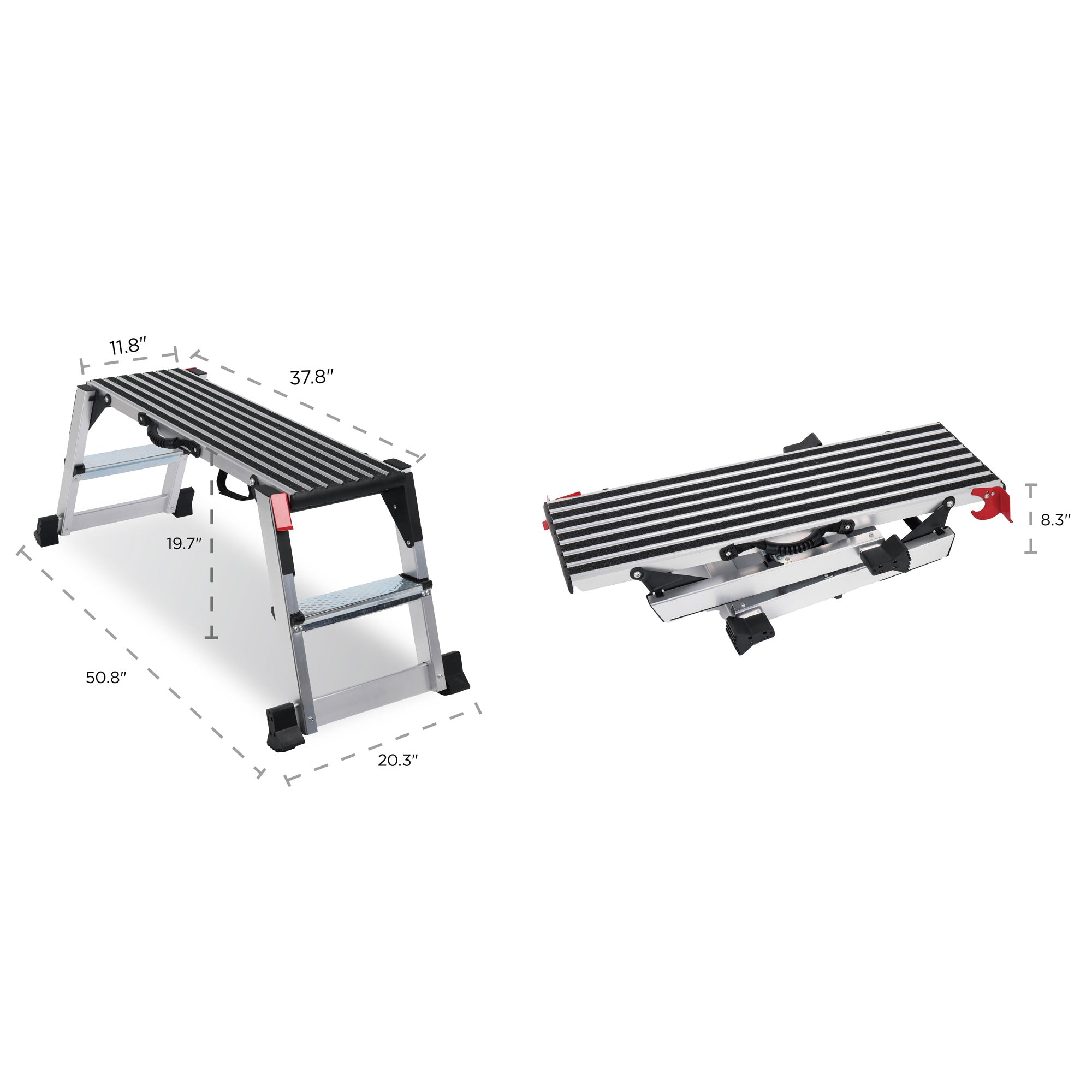 Folding Aluminum Work Platform — 660 lb Heavy‑Duty Capacity, Non‑Slip Surface, Antique Natural, Ideal for Painting & Washing