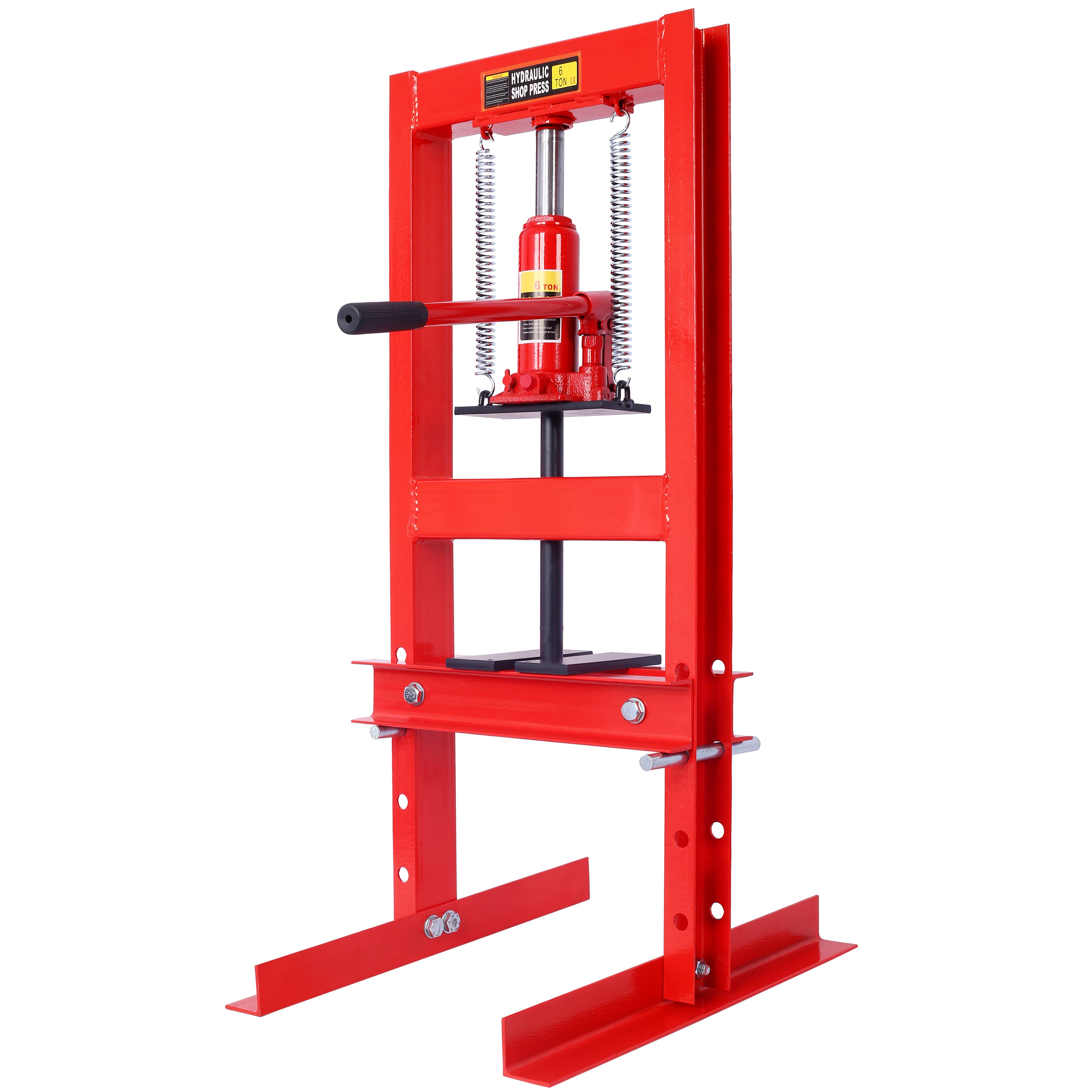 Hydraulic 6 Ton H-Frame Garage Floor Adjustable Shop Press with Plates, 6T, black