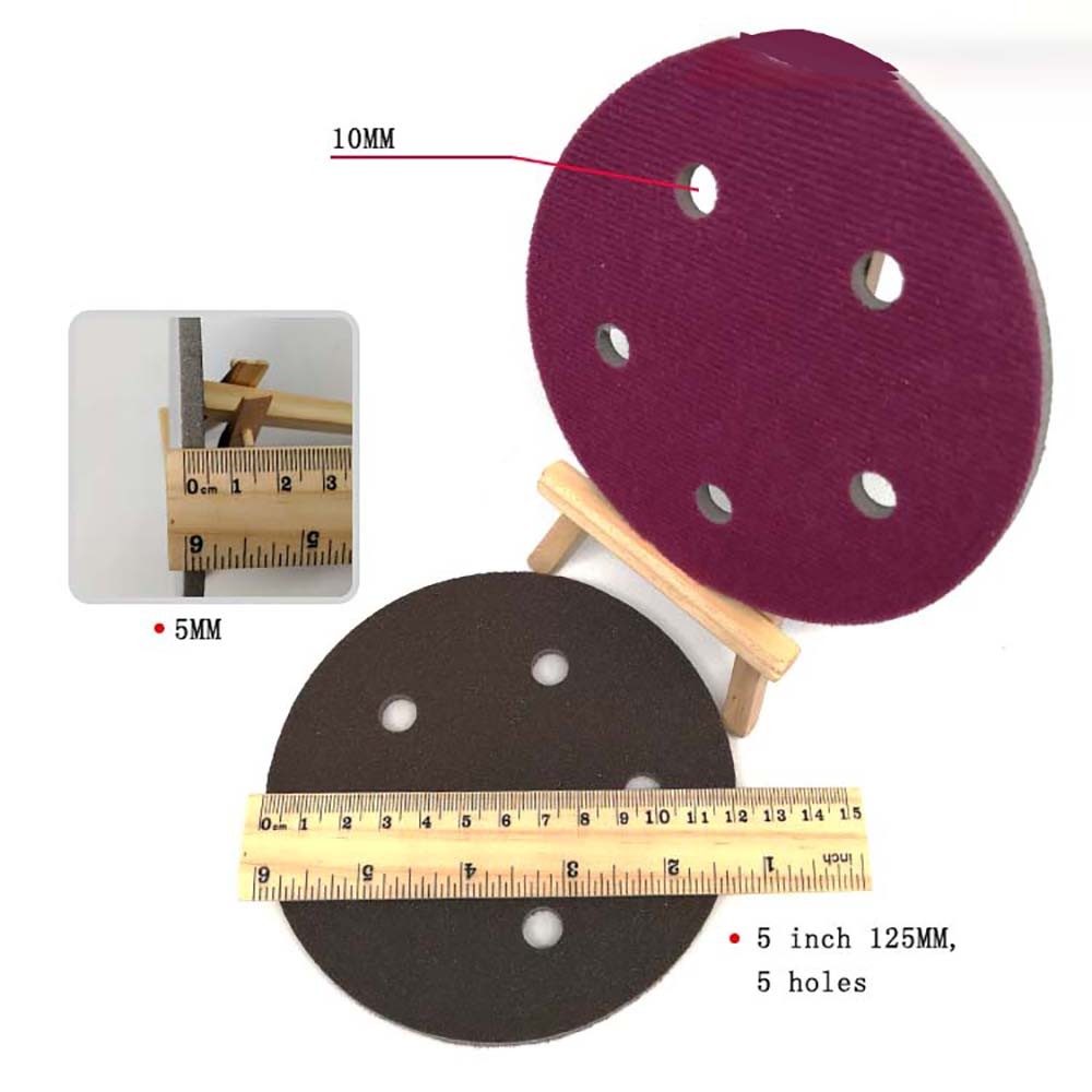 5"（125mm）Hook & Loop Sponge Sandpaper 5 Hole Red Sanding Discs 300 - 2000 Grit