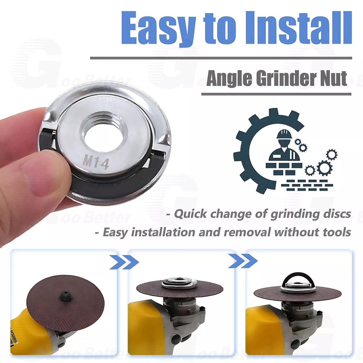 M14 Angle Grinder Flange Nut Quick Change Release Attachments Locking Key Parts - HomeDIYer