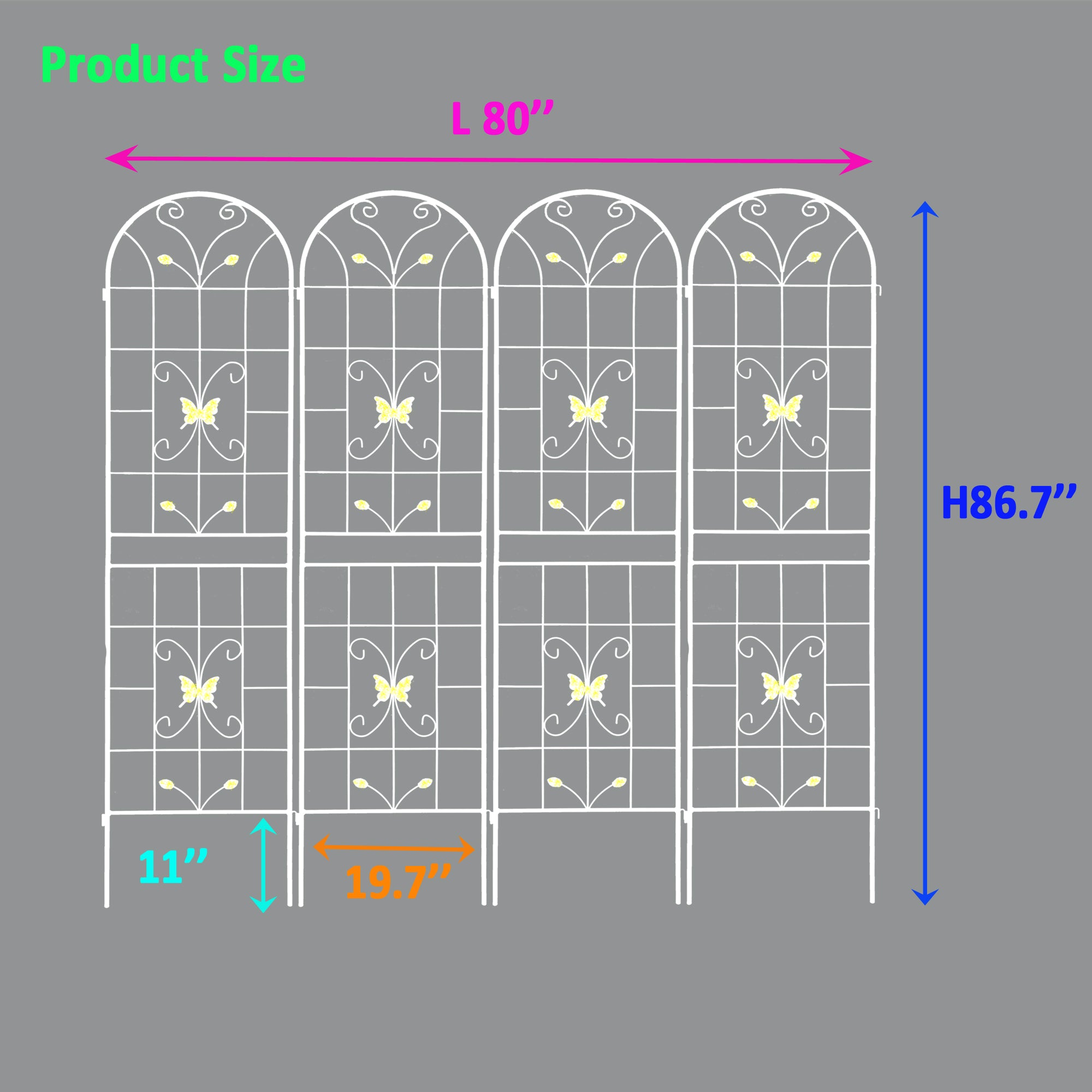 Metal Garden Trellis for Climbing Plants – Rustproof Powder Coated, Cream White & Black (2 or 4-Pack)