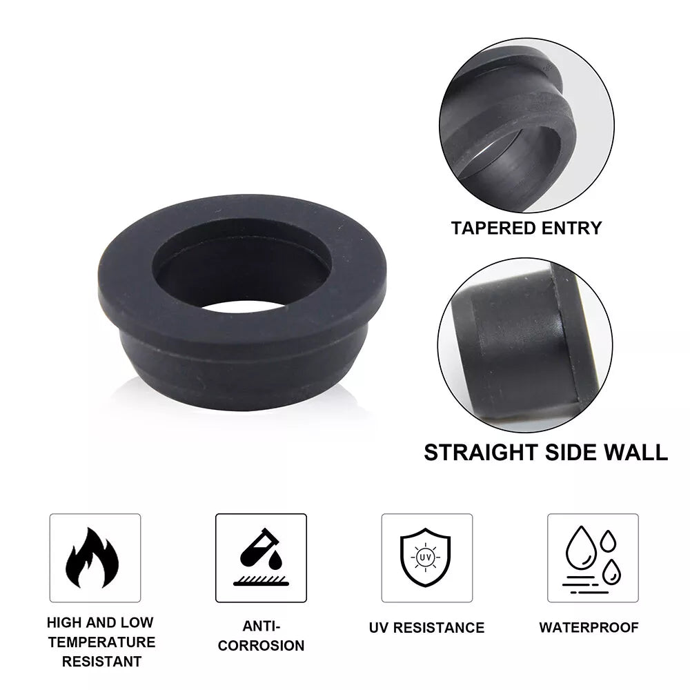 5mm - 201.5mm Silicone Rubber Grommet Plug Bungs Cable Wiring Protect Bushes Black - HomeDIYer