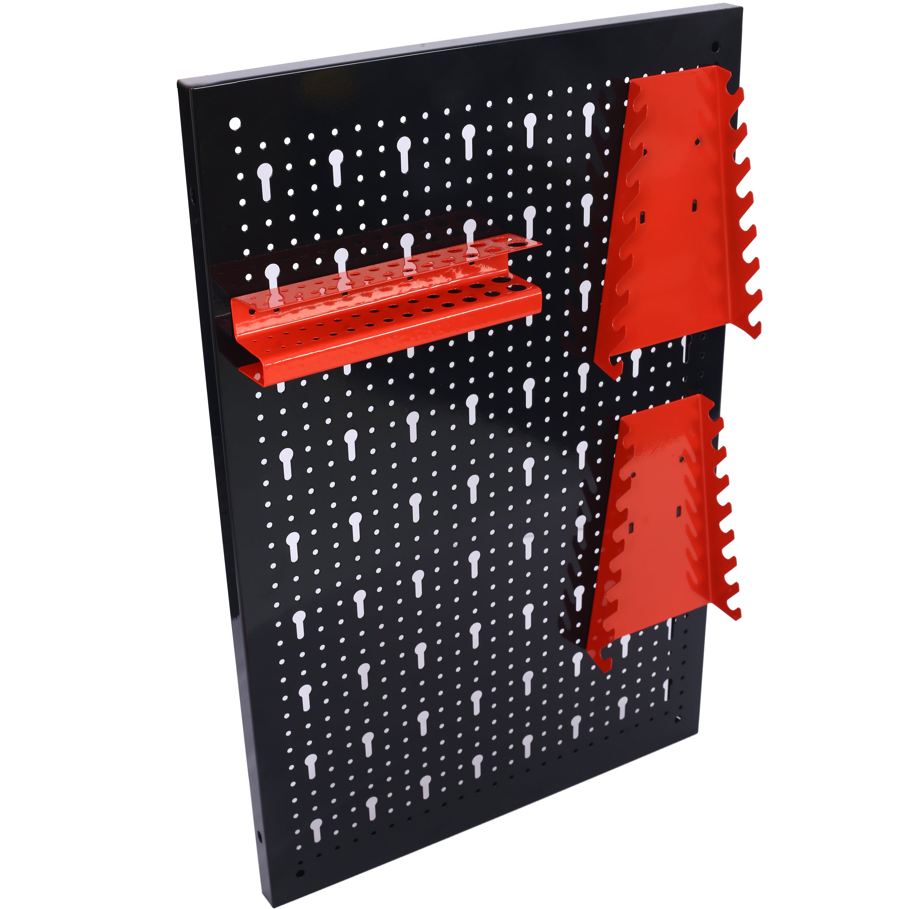 4ft Metal Pegboard Wall Organizer Kit, 48"x24" Garage Tool Storage with Drill Bit Rack, Wrench Rack & Hooks, Black