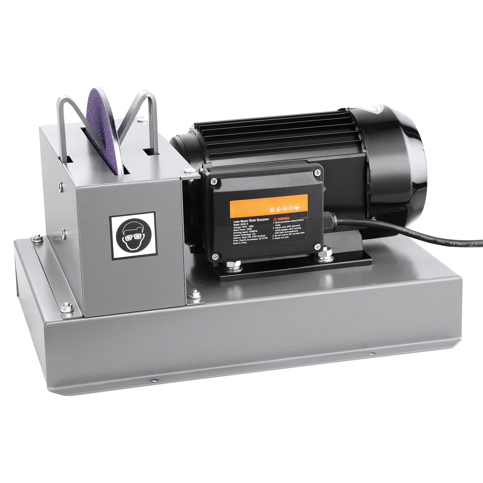 Lawn Mower Blade Sharpener, 1HP 750W Lawnmower Blade Grinder with 9-inch Ceramic Grinding Wheel, Powerful Bench Mower Sharpening Machine for High/Low Lift Blades, Gator Blades, Flat Blades