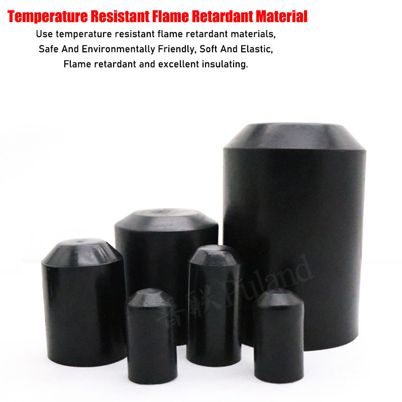 Black 35KV heat shrink end caps with adhesive lining—2:1 shrink ratio, 13mm-130mm for wiring protection