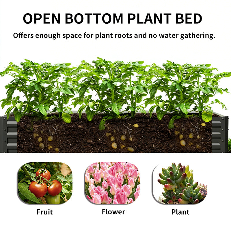 Raised Garden Bed with Arch Trellis, 2 Pack Metal Planter Boxes with Garden Arch, Outdoor Garden Planter for Climbing Plants Vegetables Flowers
