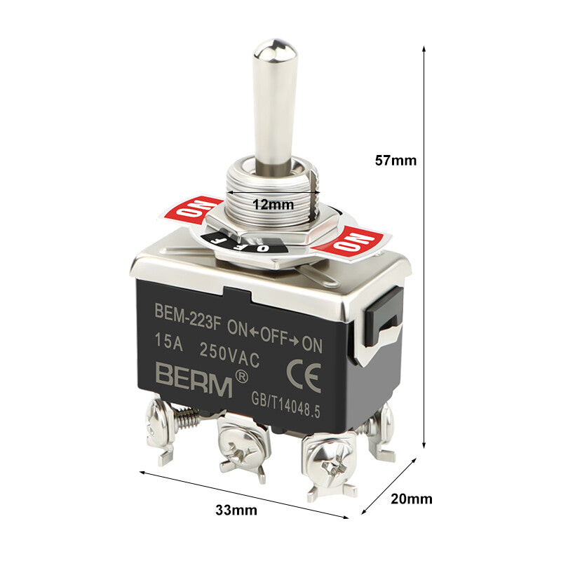 Mini Toggle Switch ON-OFF-ON SPDT — 2/3 Position, 2–6 Pin, Latching & Momentary