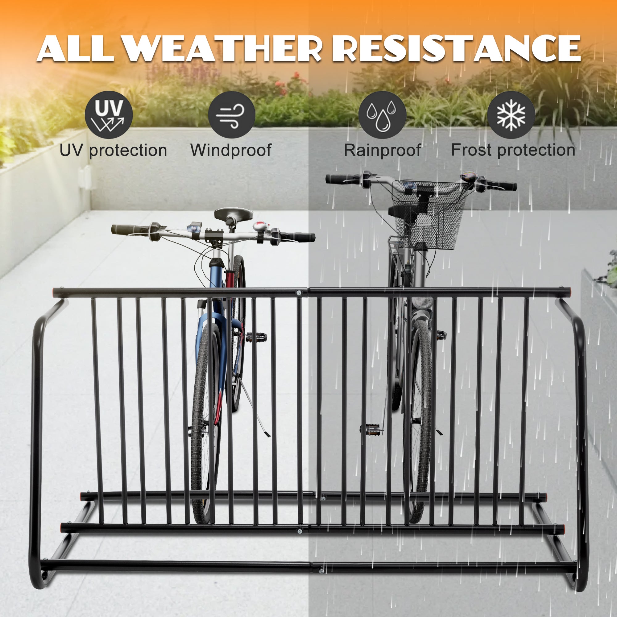 10-Bike Floor Bike Rack – Heavy-Duty Freestanding Metal Bicycle Storage for Garage, Storefront & School