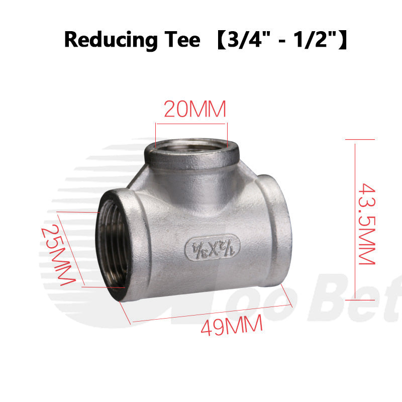 304 Stainless Steel BSP Pipe Fittings — Tee, Cross & Reducing Connectors 1/8"–2"