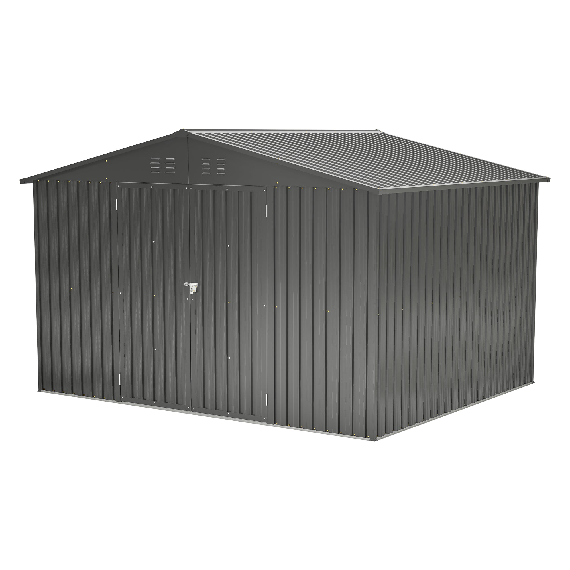 10X8 FT Outdoor Storage Shed, All Weather Metal Sheds with Lockable Doors, Tool Shed for Garden, Patio, Backyard, Lawn, Black