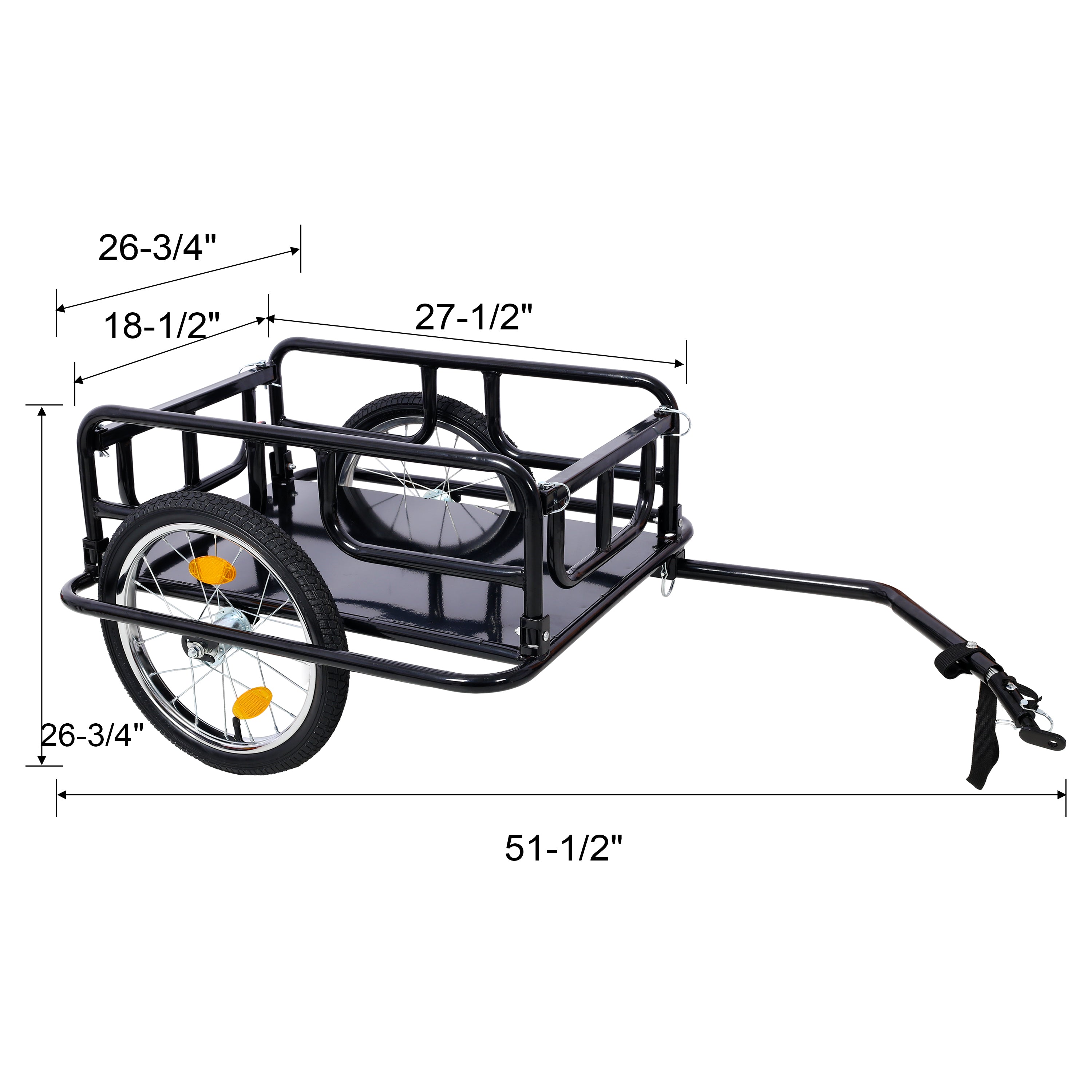 Foldable Bike Cargo Trailer with Universal Bike Hitch, Bicycle Wagon Trailer with 16" Wheels & Reflectors, Large Loading Bike Trailer Storage Cart