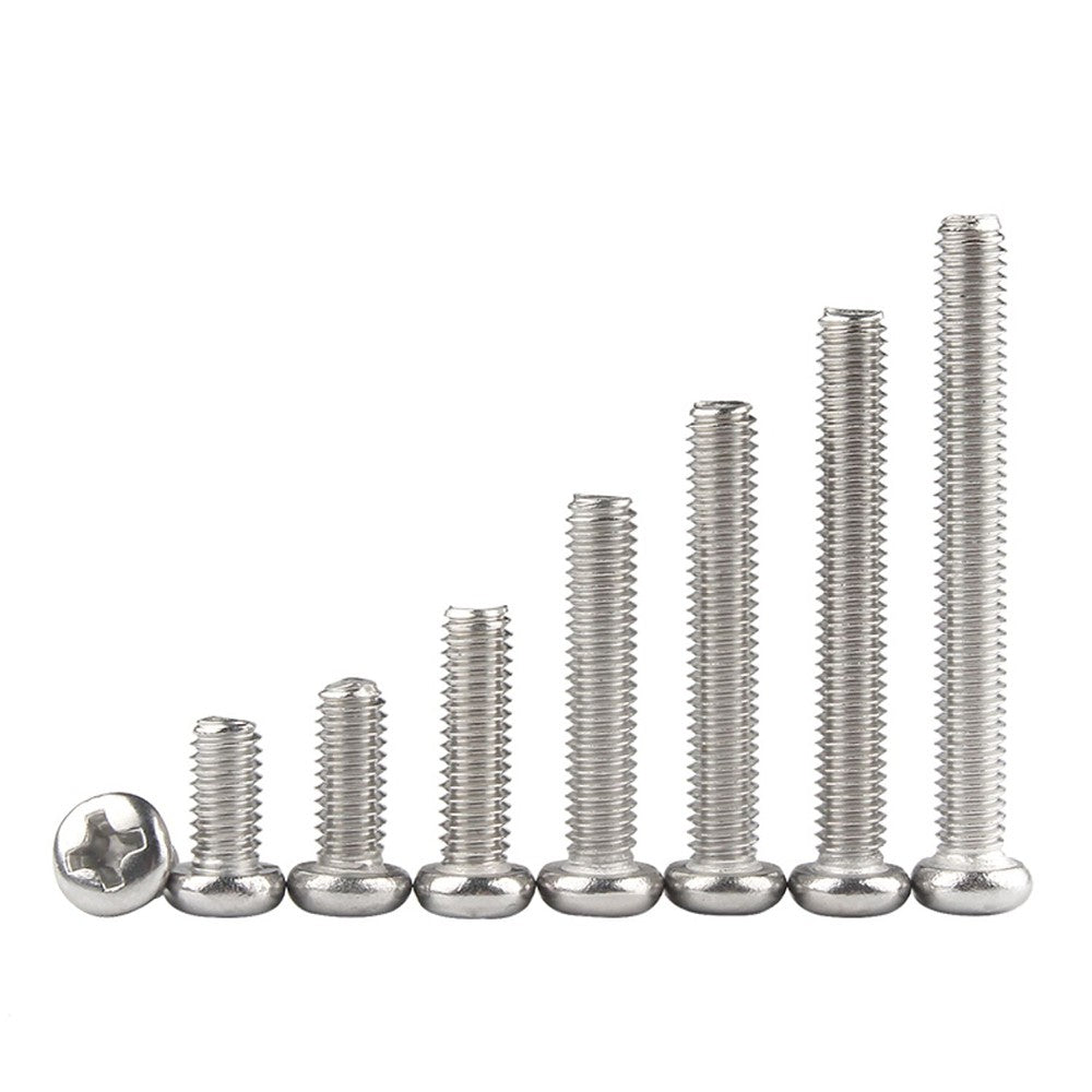 M4 M5 M6 M8 M10 Pan Head Phillips Machine Screws – A2 Stainless Steel (304), DIN 7985