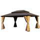 12x16 Cedar Wood Hardtop Gazebo, Galvanized Steel Double Roof, Netting & Curtains, 164 Sq Ft
