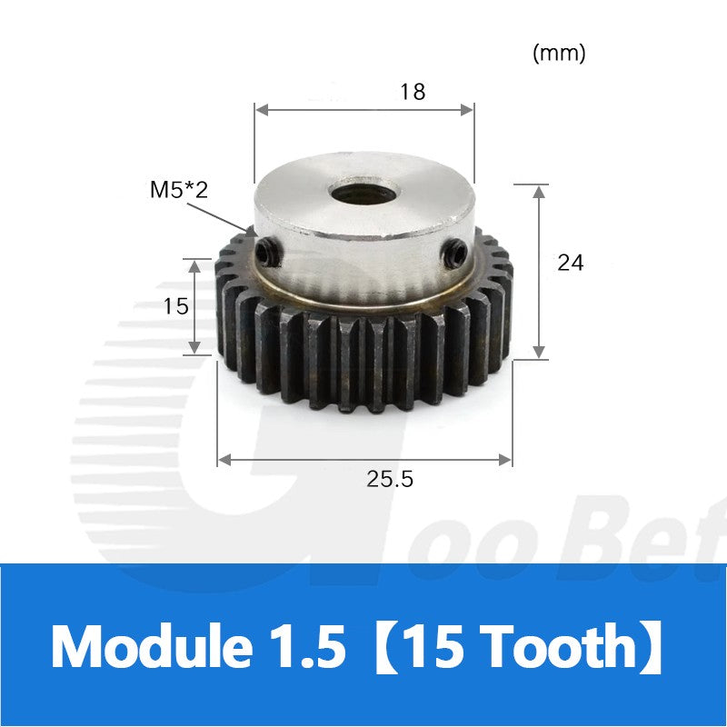 Spur Gear C45 Steel Mod 1.5 with Hub 12-60 Tooth Motor Pinion Hardened Precision