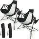 Hammock Camping Chair Set of 2, Folding Rocking Chair, Aluminum Alloy, Pillow & Cup Holder, Black