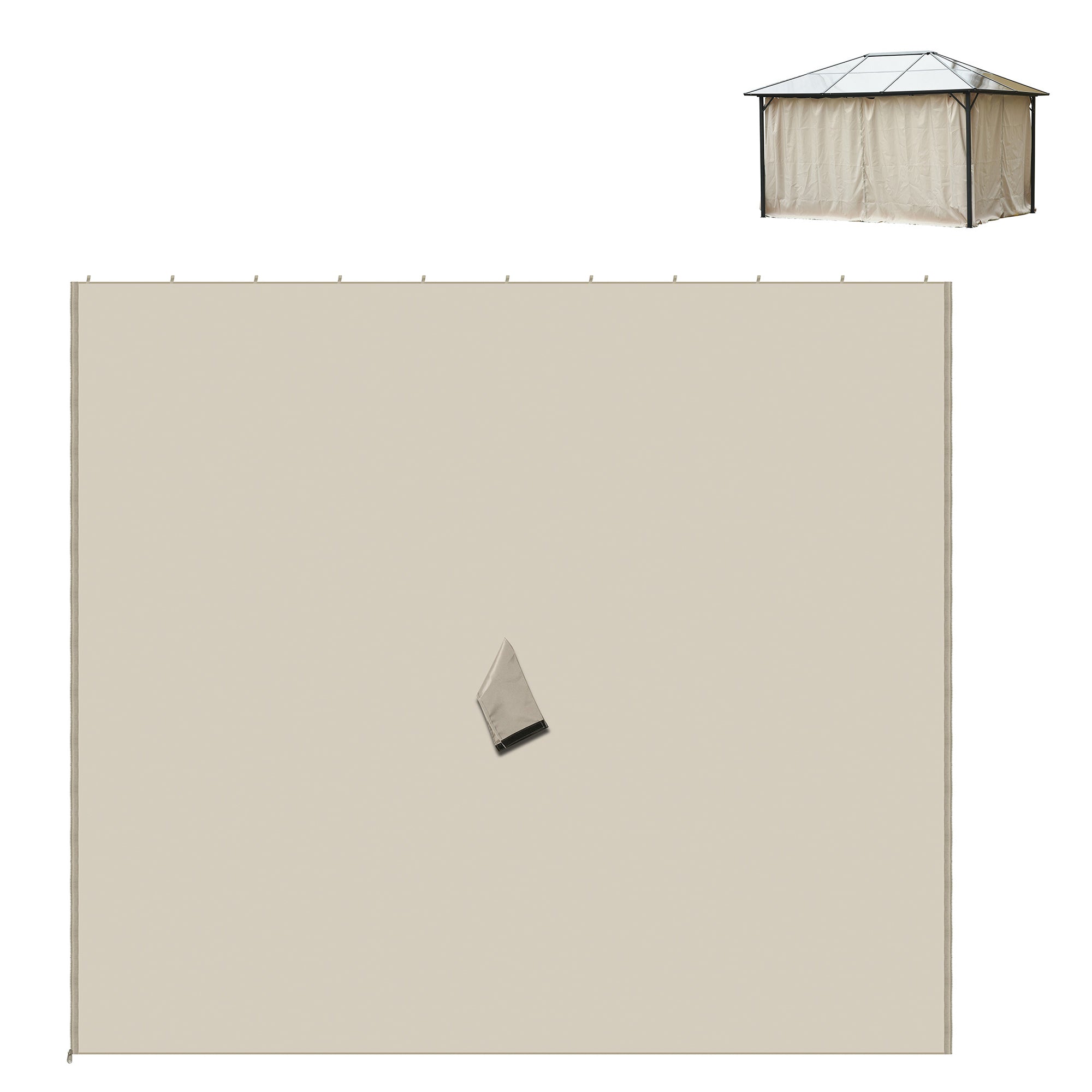Gazebo Sidewall Curtain Set 10x10 ft, 4-Panel Polyester Replacement Curtains with Hooks & C-Rings for Pergola & Cabana, Beige