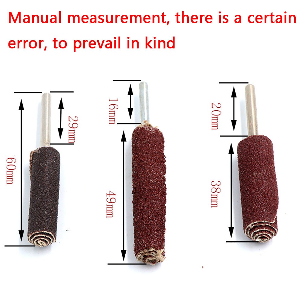 Cylinder Sanding Rod Bits 3mm Shank – 6/8/10mm Head for Rotary Tools, Inner Hole & Concave Surface Grinding