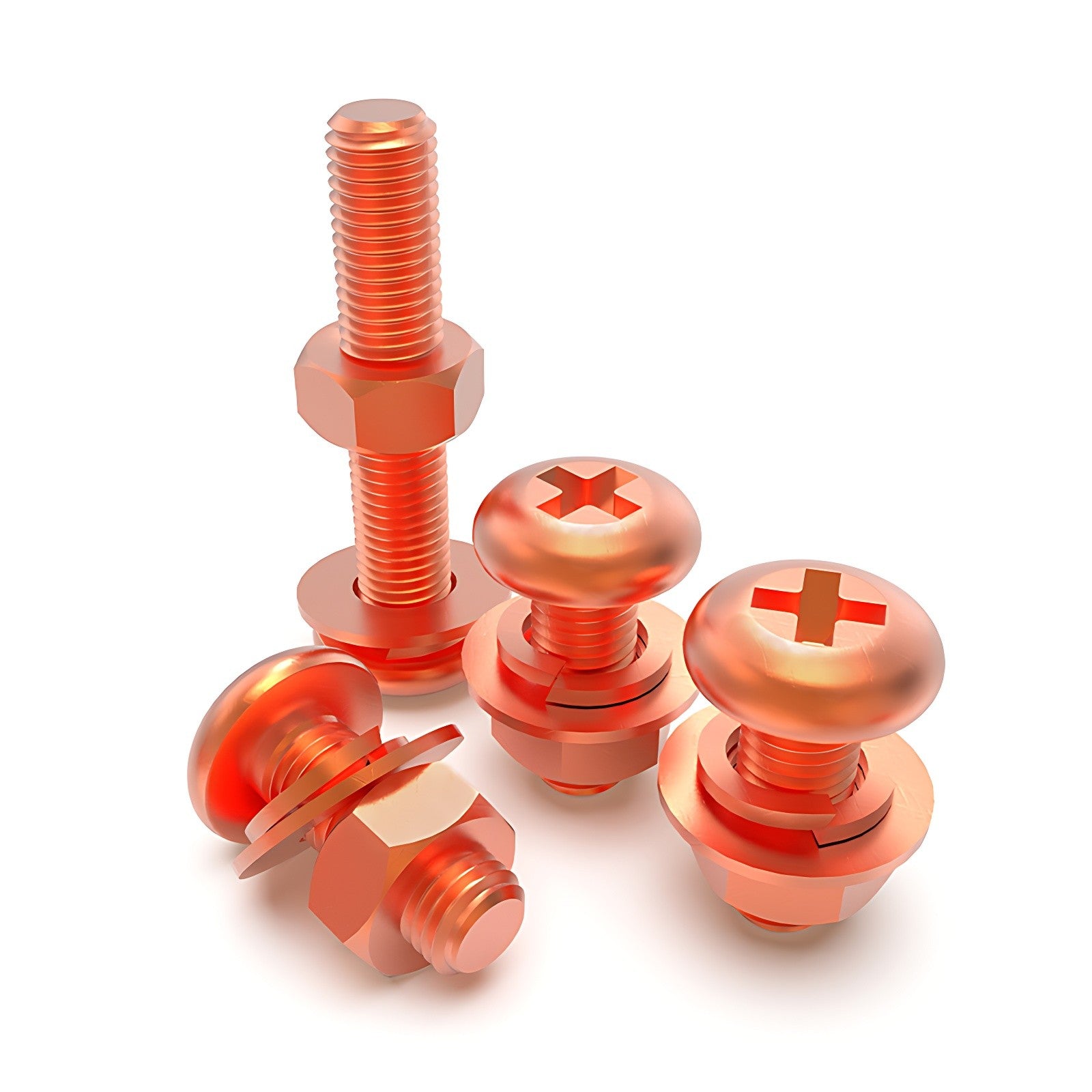 Pure Copper Phillips Pan Head Machine Screws – M3 M4 M5 M6, T2 Copper, Metric Coarse Thread