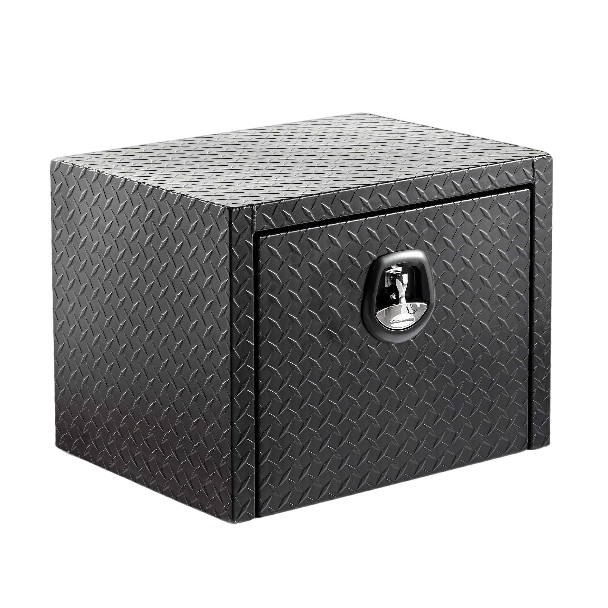 24" Aluminum Underbody Truck Tool Box — Matte Black Diamond Plate, Waterproof & Lockable, Ideal for Pickup, ATV, RV