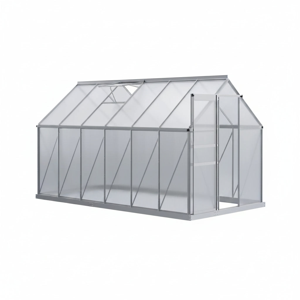 12.3x6.2 Aluminum Greenhouse Sliding Door Silver | HomeDIYer