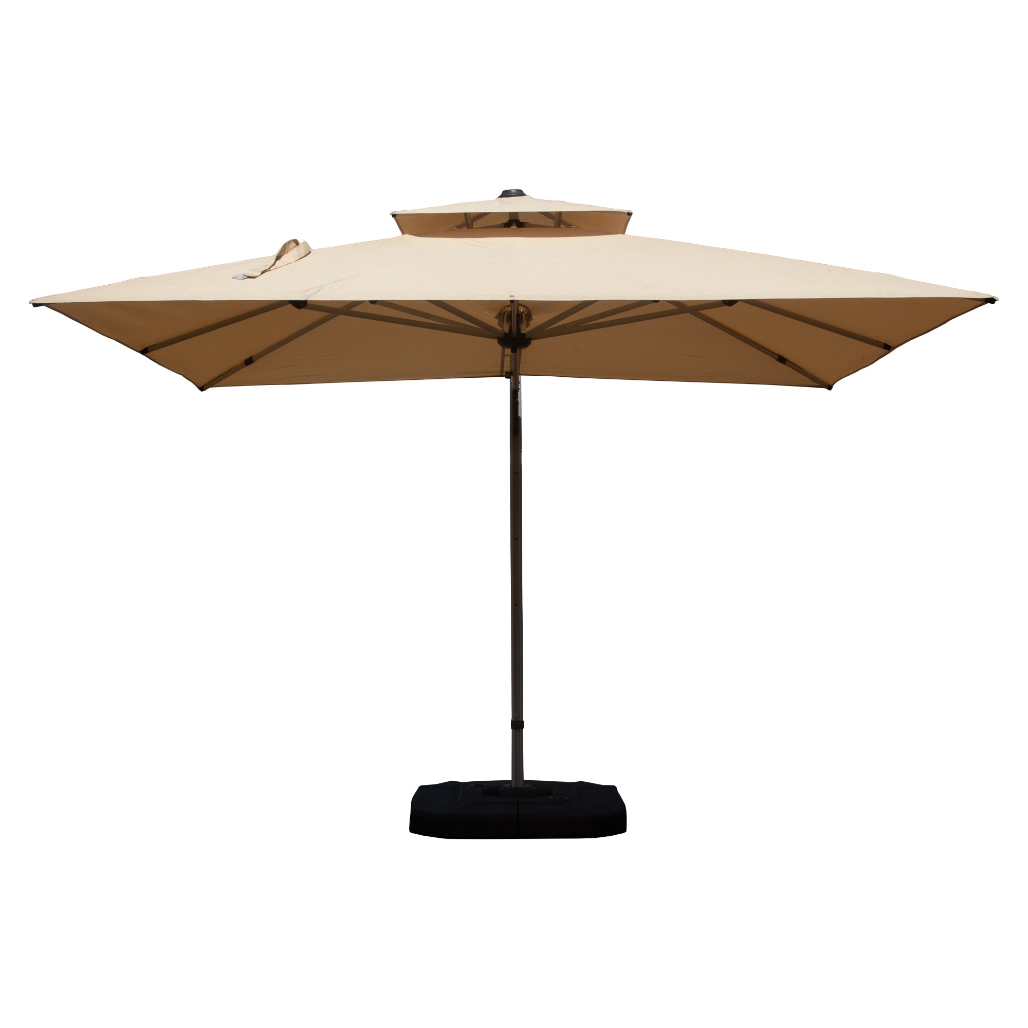 10x10 Ft Square Cantilever Umbrella, Beige, UPF 50+, 360° Rotation