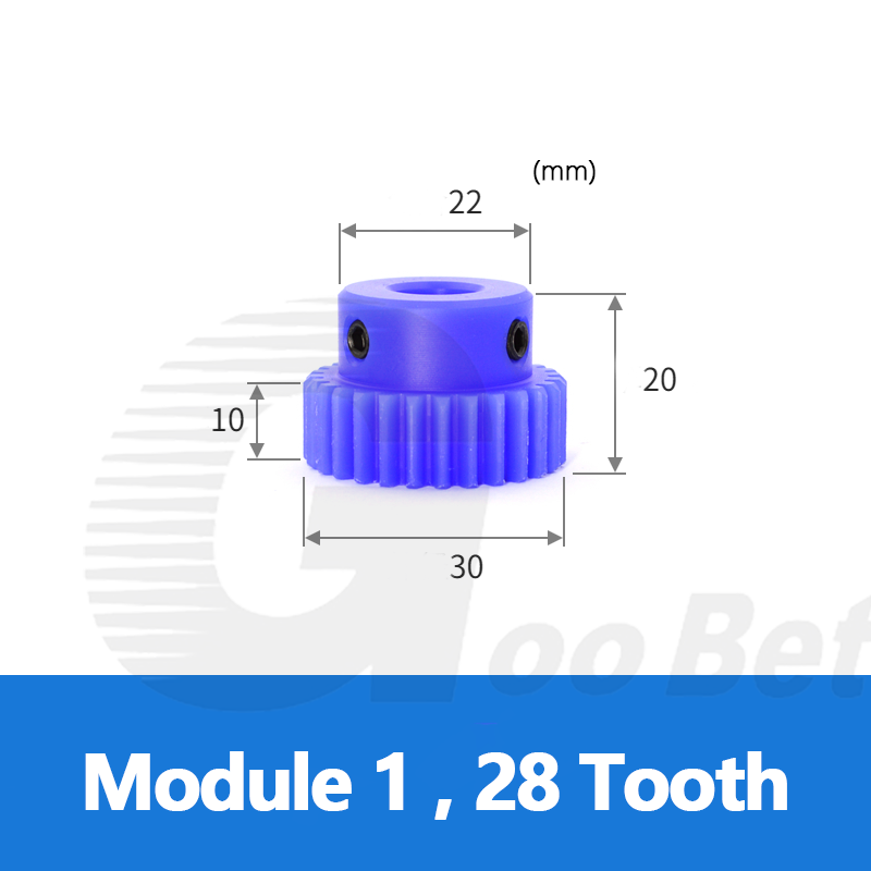 Nylon Mod 1 Spur Gear 15-150 Tooth with Step Pinion Motor Gears Bore 4-16mm Blue