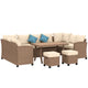 6-Piece Patio Sectional Sofa Set PE Rattan Outdoor Conversation Set