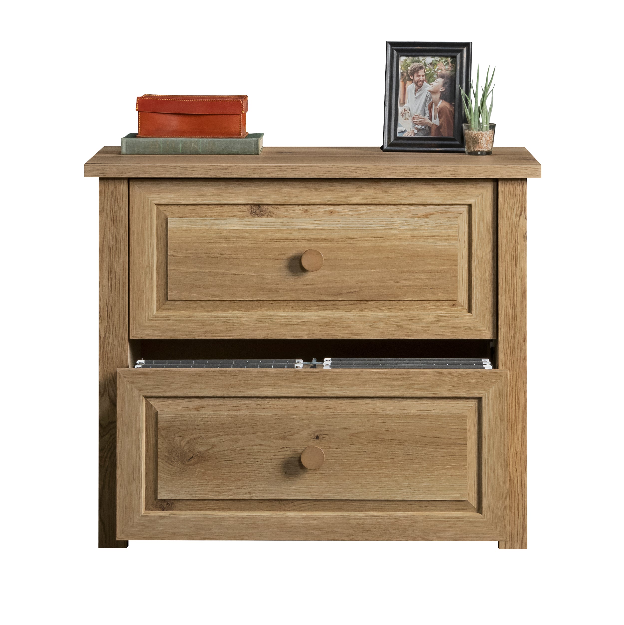 Lateral File with Farmhouse Style, Brown finish