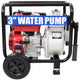 Gas Engine Powered Water Pump 3" inlet&outlet, Flow:264Gpm , 7HP Engine 212CC, EPA Certificated, 3in NPT Connector, 3in to 2in coupler 2in1, 50 ft Discharge Hose, 12 ft Suction Hose, Wheels and Handle