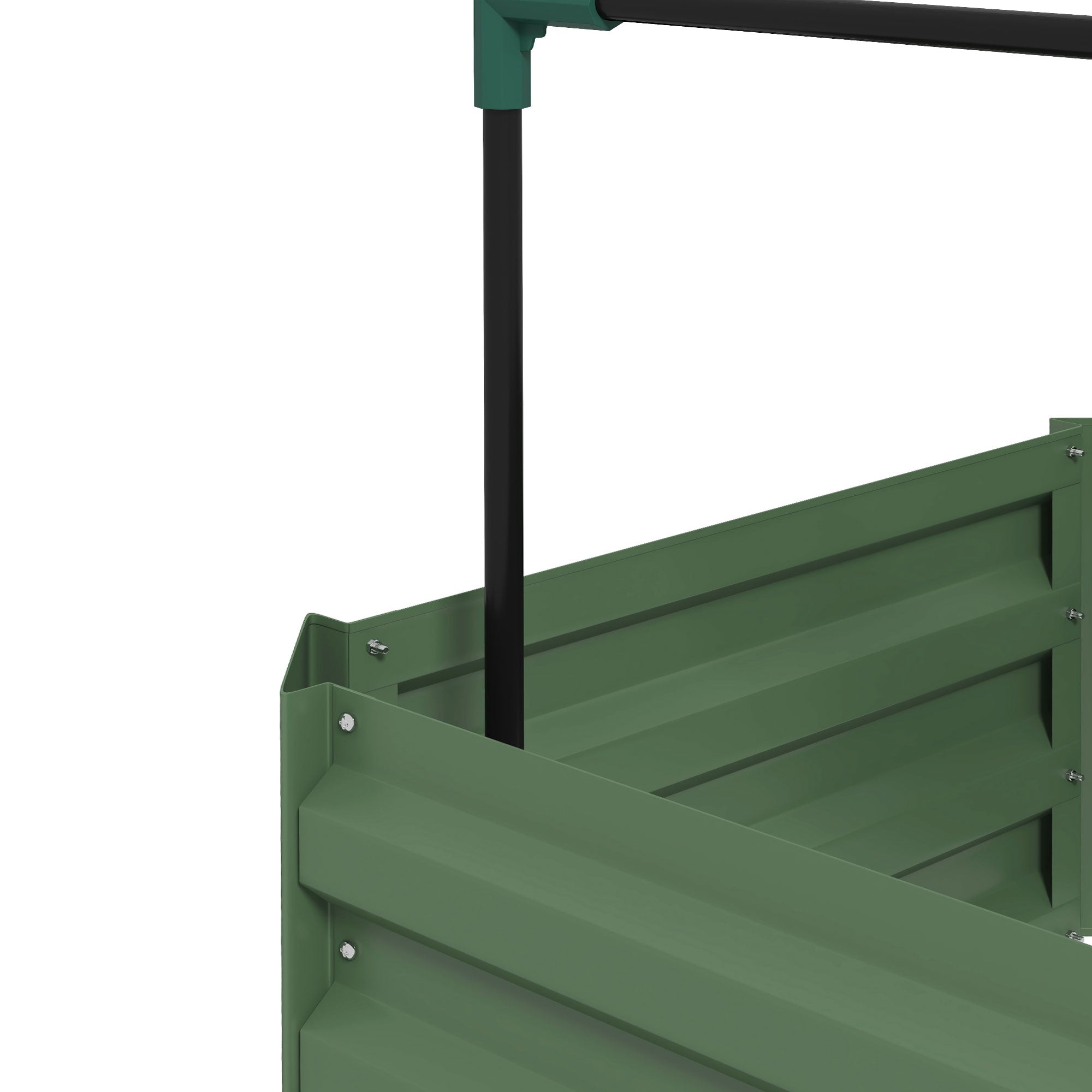 Outsunny Galvanized Raised Garden Bed, 24" x 24" x 11.75" Outdoor Planter Box with Trellis Tomato Cage and Open Bottom for Climbing Vines, Vegetables, Flowers in Backyard, Garden, Patio, Green