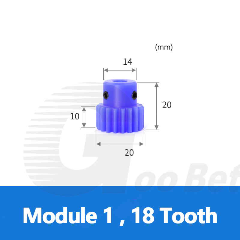 Nylon Mod 1 Spur Gear 15-150 Tooth with Step Pinion Motor Gears Bore 4-16mm Blue