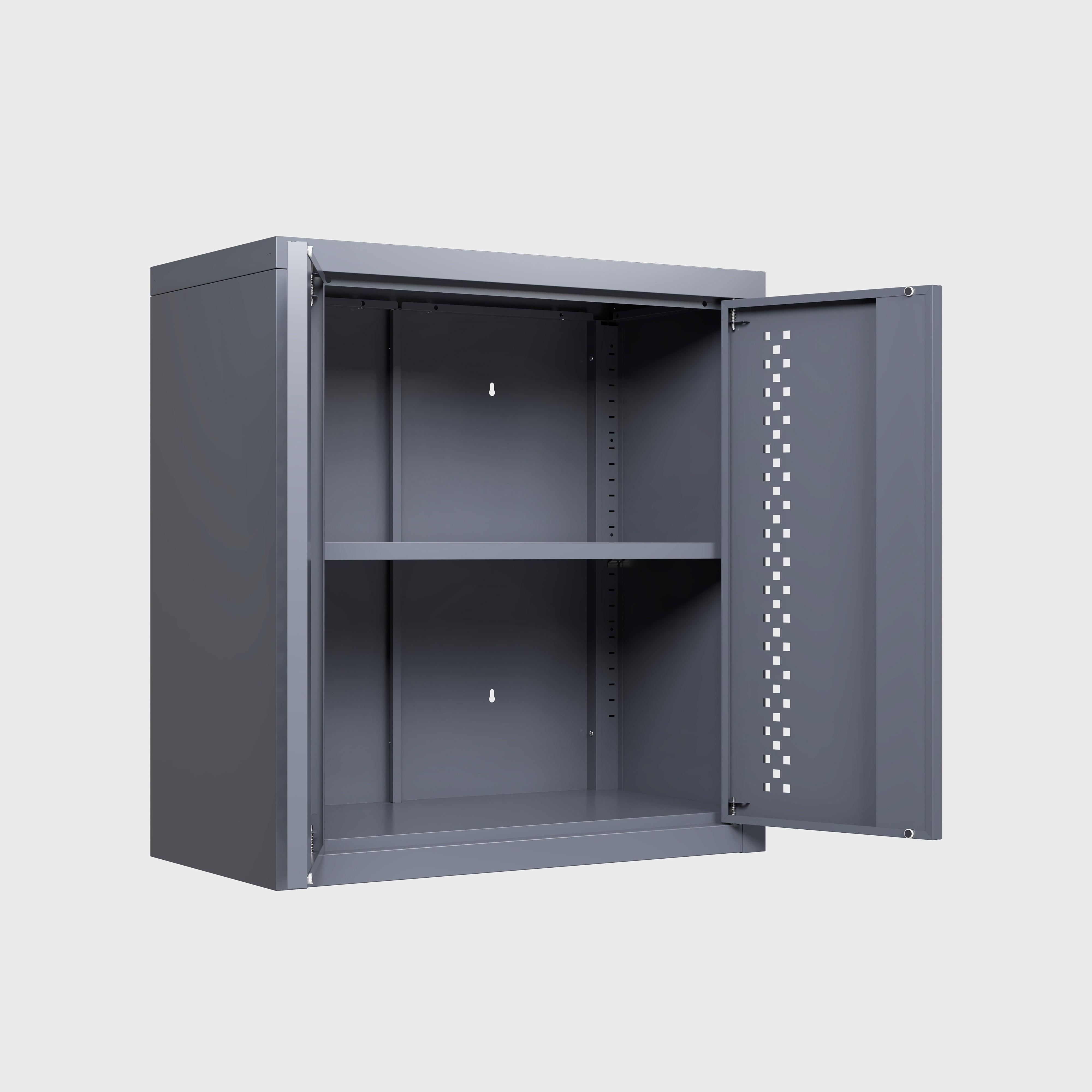 Wall-Mounted Metal Garage Cabinet – Floating Tool Storage with Removable Shelves (Gray)