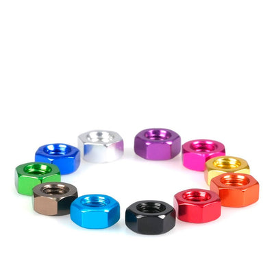 M3–M6 Anodized Aluminum Hex Full Nuts – 11 Colors, Metric Hexagon Lock Nuts