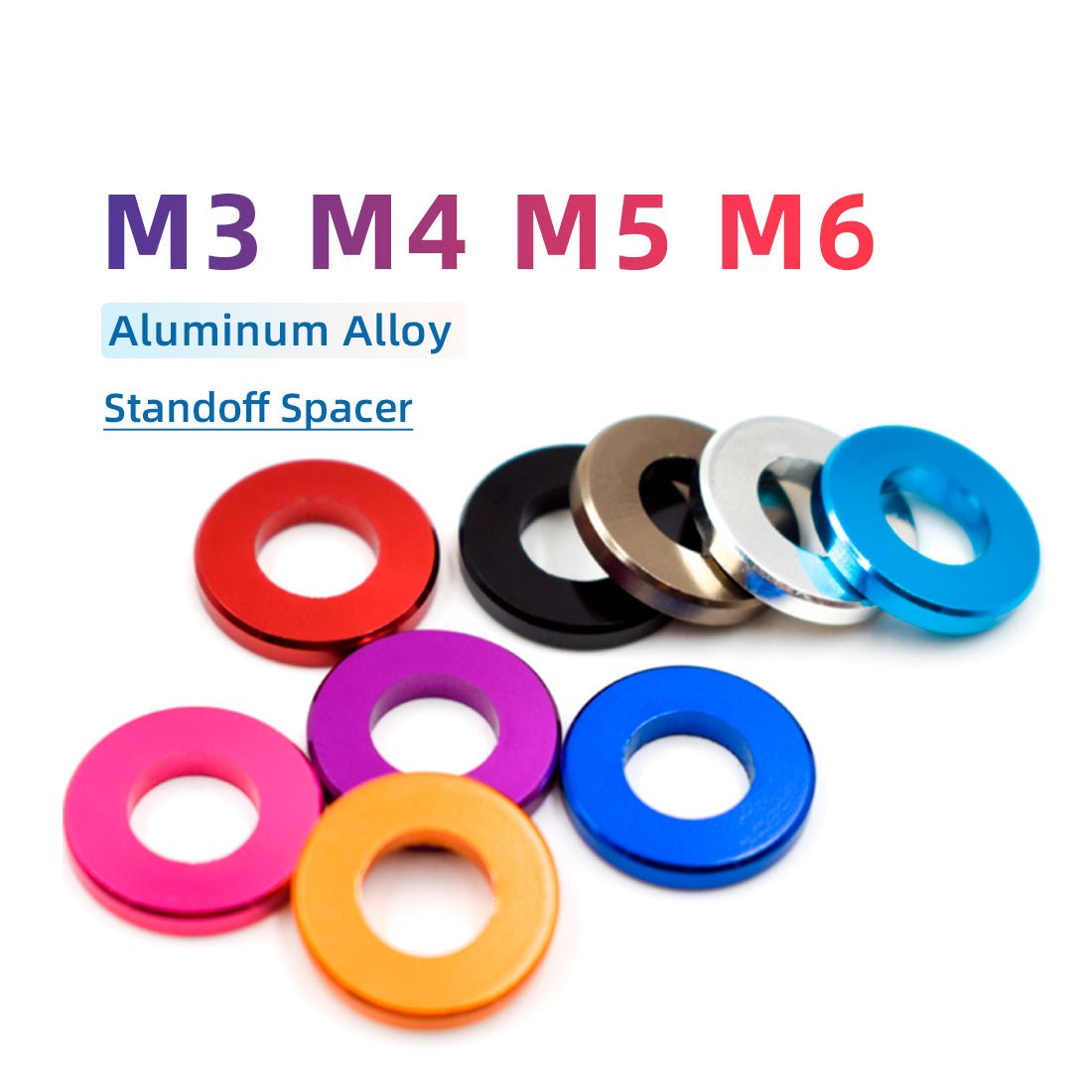 Aluminium Anodised M3 M4 M5 Metric Colourful Flat Washer Spacer Gasket - HomeDIYer