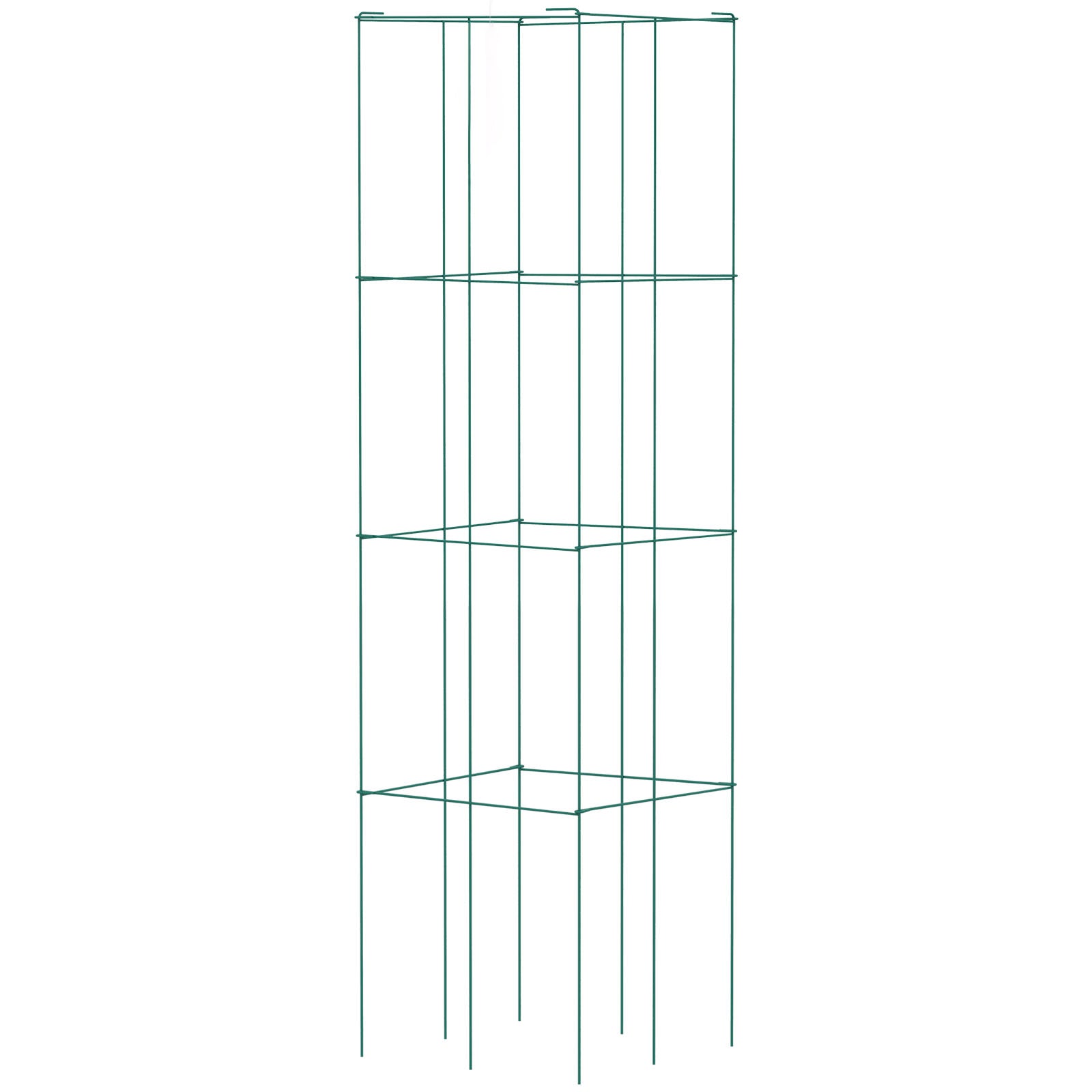 Tomato Cages, 11.8" x 11.8" x 46.1", 10 Packs Square Plant Support Cages, Green PVC-Coated Steel Tomato Towers for Climbing Vegetables, Plants, Flowers, Fruits