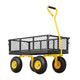 500 Lbs Steel Garden Cart, Heavy Duty Pullable Cart with Wheels for Garden, Metal Yard Utility Wagon with 10" All Terrain Tires, Removable Mesh Sides and 180° Rotating Handle