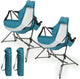 Folding Hammock Camping Chair with Pillow & Cup Holder, Steel Frame, 250 lb, Blue, Set of 2