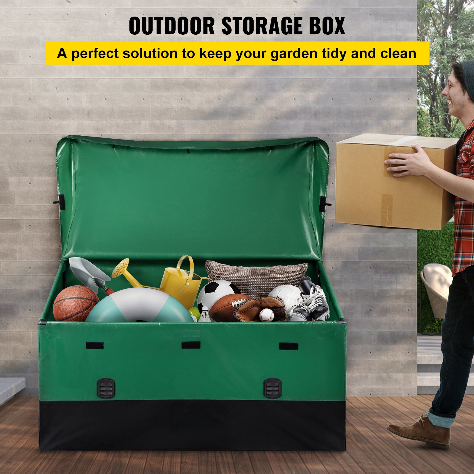 Outdoor Storage Box Patio Deck Box 150 Gallon Waterproof PE Tarpaulin