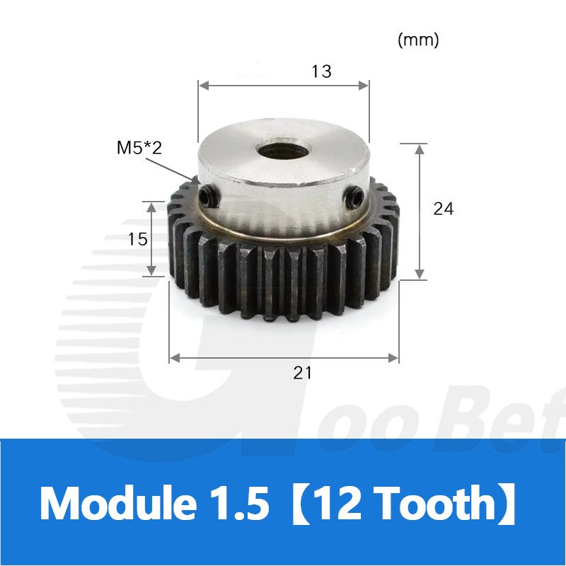 Spur Gear C45 Steel Mod 1.5 with Hub 12-60 Tooth Motor Pinion Hardened Precision