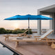 14.8 Ft Rectangular Patio Umbrella, Double-Sided Canopy, 12 Steel Ribs, Crank, Dark Blue