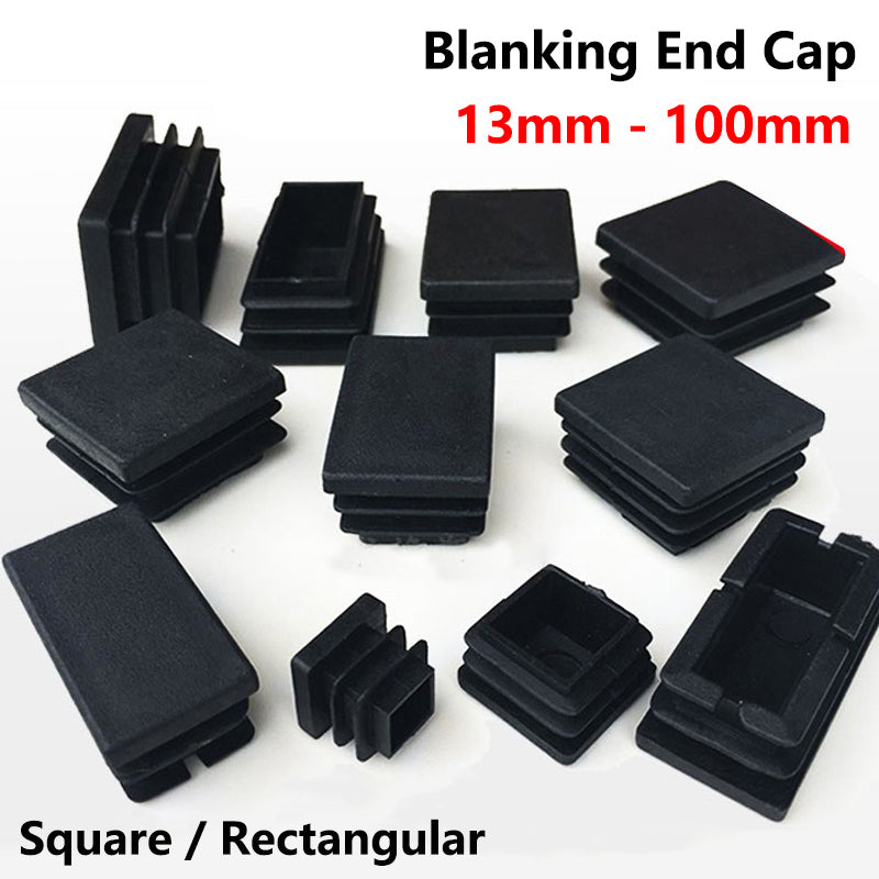 Square / Rectangle Plastic Black Blanking End Cap Tube
