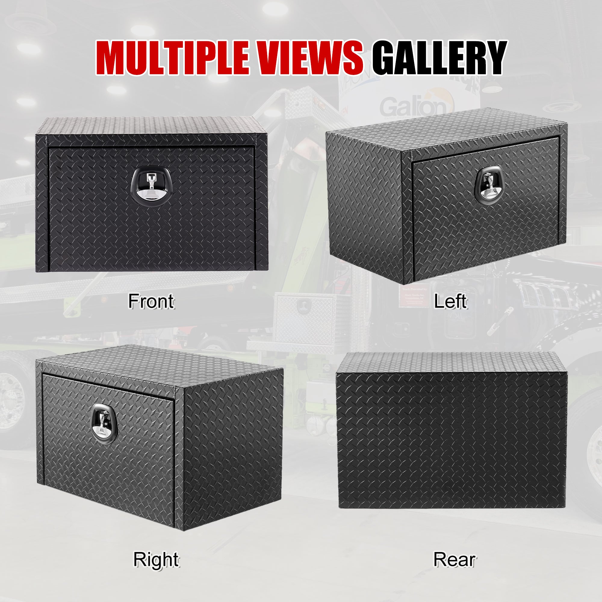 30" Aluminum Underbody Truck Tool Box — Matte Black Diamond Plate, Waterproof & Lockable