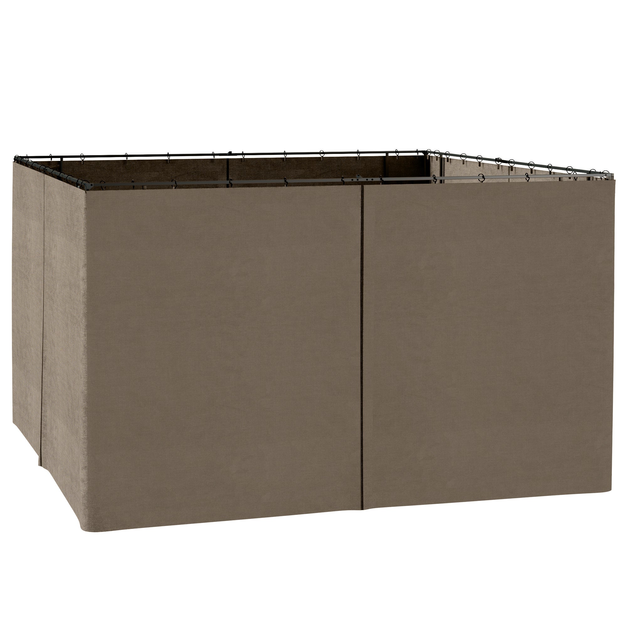 10x12 FT Gazebo Sidewall Set, 4 Polyester Panels with Zippers, Hooks & C-Rings, Dark Brown